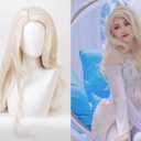 Princess Long Blonde Wavy Wig for Halloween Party, Stage Performance Costume, and Everyday Wear (For Adults), 20-23.6 inches/50-60cm