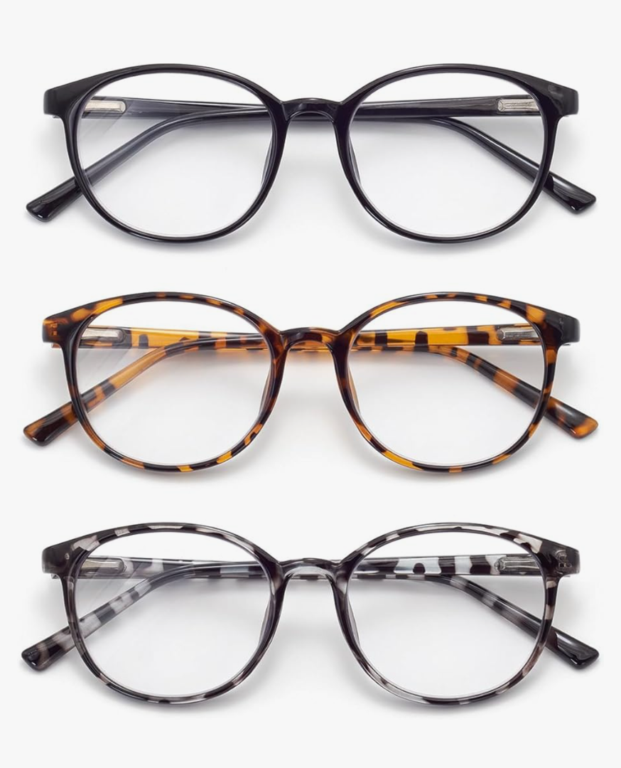 Blue Light Blocking Glasses Round Women Men Computer Glasses Anti Eye Strain/UV/Glare Gaming Glasses +2.5