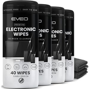 Electronic Wipes Streak-Free Screen Cleaner, TV Screen Cleaner for Smart TV, Screen Wipes Computer Cleaner, TV Cleaner for Electronics: Laptop, Car Phone, iPad | Microfiber Cloth Included [160 Wipes]