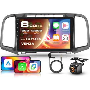 [ 8 Core 6G 128G] for Toyota Venza 2008-2016 Radio Android 9 Inch Touchscreen Wireless Carplay Android Auto, Driauto Car Stereo for Toyota Upgrade Bluetooth DSP GPS Navigation WiFi FM/RDS Backup Cam