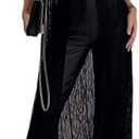 Women See Through Lace Dress Y2k Sexy Sheer Mesh Bodycon Long Dress Spaghetti Strap Sleeveless Cover Up Maxi Dress, L
