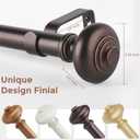 Bronze Curtain Rods for Windows 48 to 84 Inch, Decorative Heavy Duty Single-Side Adjustable 1'' Antique Brown Curtain Rod, Vintage Rustic Metal Drapery Pole for Farmhouse Bedroom Living Room
