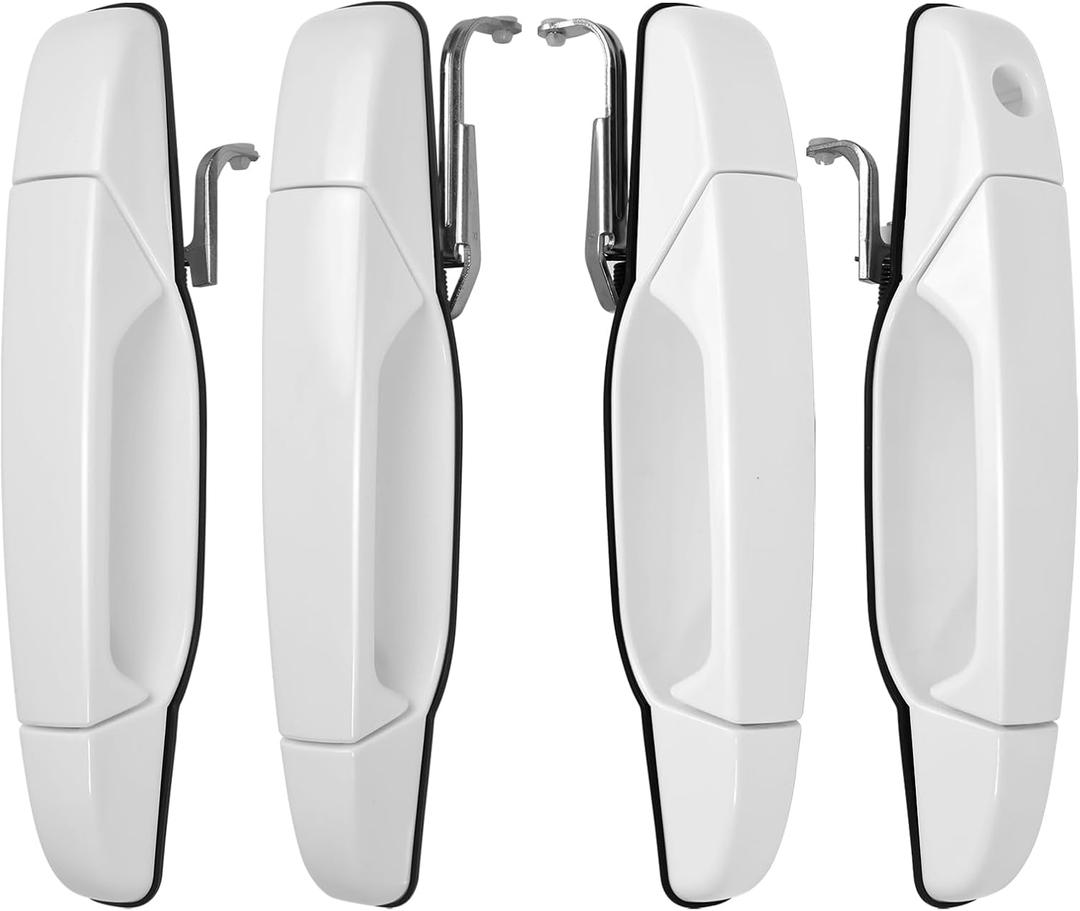 Exterior White Door Handles Fit for 07-14 Chevy Silverado Suburban Tahoe Avalanche, GMC Sierra 1500 2500 3500 HD Yukon XL, Cadillac Escalade EXT ESV, 2007 2008 2009 2010 2011 2012 2013 2014