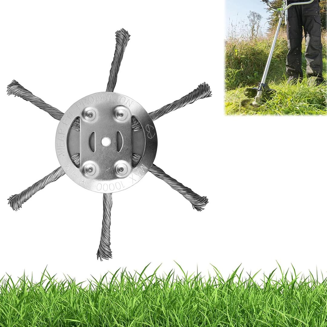 Steel Wire Grass Trimmer Head, 6 Inch String Trimmer Replacement Head, Universal Steel Wire Weed Trimmer Head for Most Lawn Mower,Spindle 0.2 inches (1PCS, 6 Blade)