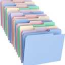 Habgp 18 Pcs Manilla Folders 8.5 x 11 Inch, 1/3-Cut Tab Colored File Folders Letter Size, Plastic Folders Aesthetic, School Business Office Manila Folders for Documents Paper
