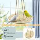 FlidRunest Bird Swing Hammock Bed, Natural Corn Woven Parrot Hammock Swing Mat, Hanging Bird Climbing Perch Mat, Relieve Boredom Chewing Toy for Birds Parakeets Lovebirds Cockatiels Conure, yellow