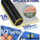19 Gauge 1/2 inch 24inch50ft Black Hardware Cloth Chicken Wire Fence, Galvanized Steel Vinyl Coated Wire Mesh Roll Supports Poultry Netting Cage Fence Snake,Rabbit Wire