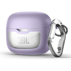 SURITCH Magnetic Bumper Case Compatible with JBL Tune Flex Earbuds, Rugged Shockproof Protective Covers for JBL Tune Flex with Magnetic Lid Lock & Carabiner & Cleaning Kit & Removal Tool, Purple