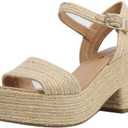 Soda Women's Castle Jute Open Toe Ankle Strap Platform Wedge (Lt Tan, 8)
