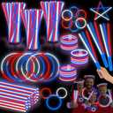 120 Pcs 4th of July Party Favors Glow Sticks with Connectors & 20 Handles,Red White Blue Patriotic Glow Stick Bulk Light up Bracelets & Necklaces for Kids & Adults USA 250th Anniversary Party Supplies