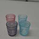 Amzcku Colored Drinking Glasses Set of 4, Vintage Glassware 10 oz- For Cocktails, Mixed Drinks, Whiskey, Beverage, Water, Milk and Juice (colored Flower Tumbler)