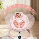 Baby Swing for Infants, Electric Baby Swing with Bluetooth, Portable Infant Swing with 5 Speeds, 10 Lullabies, 5-Point Harness & Remote Control, for Newborns Infants Indoor Outdoor Use (Pink)