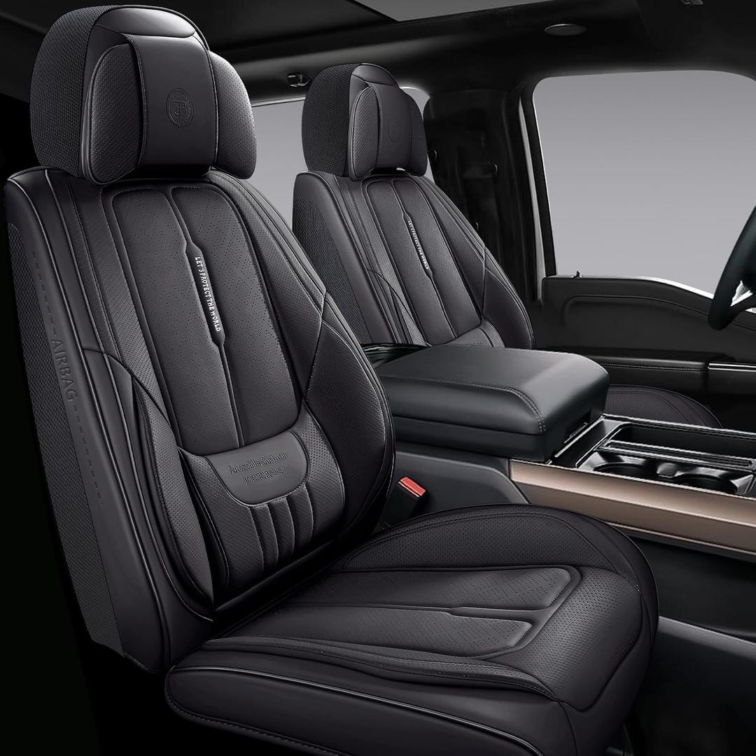 Universal Fit Premium Black Leather 5-Seats Car Seat Covers