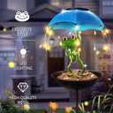 Solar Bird Feeder Frog Garden Decor, Outdoor Solar Lights with Umbrella, Hummingbird Feeder Decorative Path Lights Yard Art Ornament Bird Feeder (Frog)
