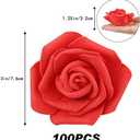 IPOPU 100 Pcs Artificial Flowers Roses Flower Heads Coral Red Foam Fake Roses for DIY Craft Wedding Centerpieces Arrangements Party Baby Shower Cake Decor Home Decorations (Red, Stemless)