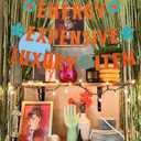 Showgirl Theme Party Banner Decor, Glitter Orange Blue ENERGY EXPENSIVE LUXURY ITEM Backdrop Banner for Showgirl Bridal Shower Party Show Girls Disco Bachelorette Showgirl Birthday Party Hanging Sign
