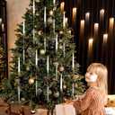 gisgfim 12 Pack Christmas Tree Candles with Remote & Hooks LED Flickering Flameless Candles with Timer Hanging Crystals Ornaments for Home Party Gifts Wedding Chandelier Decors-Acrylic Icicles Hook