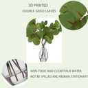 Artificial Eucalyptus Stems in Glass Vase with Realistic Faux Water - 5-Pack Real Touch Faux Greenery Stems, Dual-Sided Lifelike Leaves for Wedding Centerpieces, Home & Office Decor (Gray Glass)