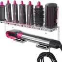 Affogato Wall Mount Holder Compatible with Dyson Airwrap Styler Accessories Acrylic Storage Holder Compatible with Dyson Airwrap Attachments Organizer Rack for Wand Barrels Brushes, Transparent Clear