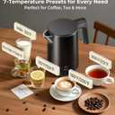 Electric Kettle 1.0L 1200W, 7 Temp Settings, 4H Keep-Warm, Fast-Boil Stainless Steel Electric Tea Kettle, 120V Water Boiler with Auto-Shut Off, Cool Touch PP Exterior for Home Office, Black