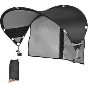 XL Universal Chair Canopy Umbrella, UPF 50+ Foldable Sun Shade Attachment with Adjustable Clamp, Fits Most Brands Beach, Camping, Lawn, Tanning, Zero Gravity, Lounge & Fishing Chairs (Black_1Pack)