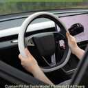 Tparts Silicone Steering Wheel Cover for Model Y Juniper/Model 3 Highland 2025-2026 (Standard/Premium/Performance), Anti-Slip Breathable Premium Interior Accessories Steering Wheel Protector (Black)
