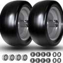 13x6.50-6 Lawn Mower Tires, 13x6.5-6 Tire and Wheel Flat Free, 3/4" & 5/8" Bearings, 5.5"-7.5" Centered Hub, Solid Smooth Tire for Zero-Turn Lawnmowers, 2 Pcs