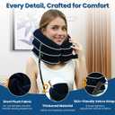 Cervical Neck Traction Device for Home Use Pain Relief,Neck Stretcher,Inflatable Support Neck Brace Adjustable,Neck Stress Relief&Relaxation Metal Valve TPU Liner with Air-Tightness(Blue)