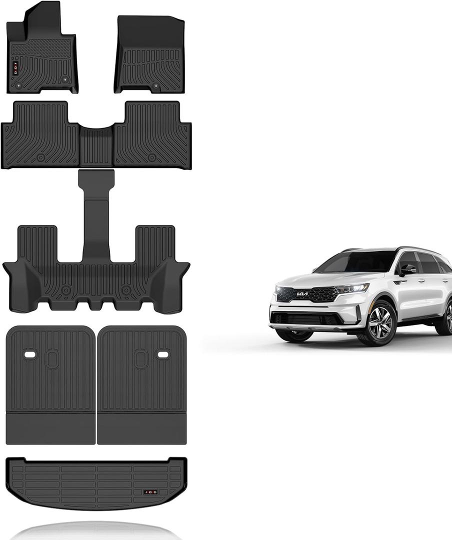 KELCSEECS Floor Mats & Backrest Mat & Cargo Liner for 2026 2025 2024 Hyundai Santa Fe Hybrid All Weather Car Mats Trunk Liner Trunk Mat Santa Fe Hybrid Floor Mats Black Accessories