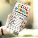 Social Worker Nutrition Fact Tumbler Mug 20oz Appreciation Graduation Gifts For BSW DSW Colorful Social Tree Messy Bun Hair MSW LCSW Gift For Women Caregiver Insulated Cup