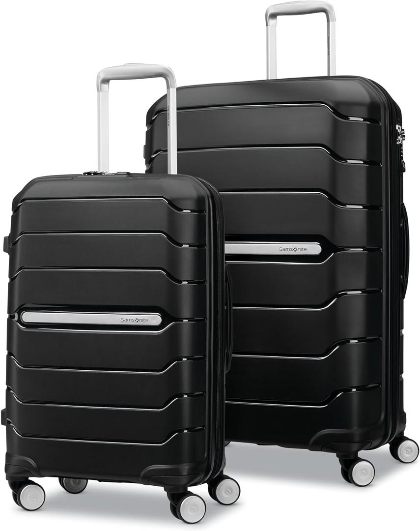Samsonite Freeform 2-Piece Luggage Set - Carry-On & Large Checked Luggage with Dual Spinner Wheels - Durable Polypropylene Hardshell - TSA Lock, Airline-Approved - Expandable Hard Shell  Black
