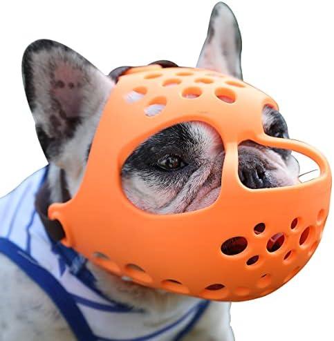 BARKLESS Short Snout Dog Muzzle, Soft Silicone Flat Faced Muzzle for French Bulldog Shih Tzu and Pug for Biting Chewing Licking and Grooming, Allows Panting