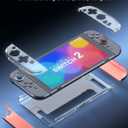 STARTRC GAMES Dockable Case for Nintendo Switch 2 2025, Clear PC Protective Cover for Switch 2 Console, Hard TPU Grip Case with 4 Thumb Grip Caps for Joy-Con Controller