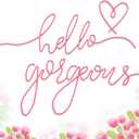 Hicarer Hello Gorgeous Metal Wall Art Decor Minimalist Decoration Metal Hello Gorgeous Decorative Sign for Living Room Office Bedroom Hotel Home Wall Decoration(Pink,Classic Style)