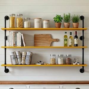 HDDFER Industrial Pipe Shelving Shelf Rustic Wood Wall Shelves Industrial Floating Shelves for Wall 48 Inch Farmhouse Bookshelf Pipe Shelves Living Room Kitchen