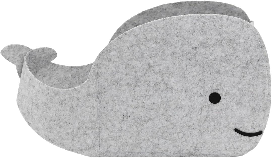 Storage Basket Felt Storage Bin Whale Shaped Collapsible & Convenient Box Organizer with Carry Handles for Home Bedroom Closet Babies Nursery Toys (Large) (Largge), 20.07"L x 9.84"W x 9.84"H