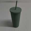 24oz Fully Studded Tumbler.Matte Greenblack Studded Tumbler with Lid and Straw.Reusable Double Walled Insulated Travel Tumbler.Plastic Acrylic Pastel Colored Tumbler Cup for Iced Coffee Smoothie.