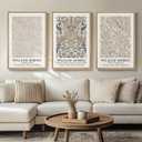 Framed Large William Morris Vintage Wall Art Set of 3, Large Neutral Botanical Floral Canvas Prints, Nature Rustic Boho Artwork for Living Room, Bedroom, Hallway or Office, 24x36 Inch, 24"W x 36" H x 3Pcs