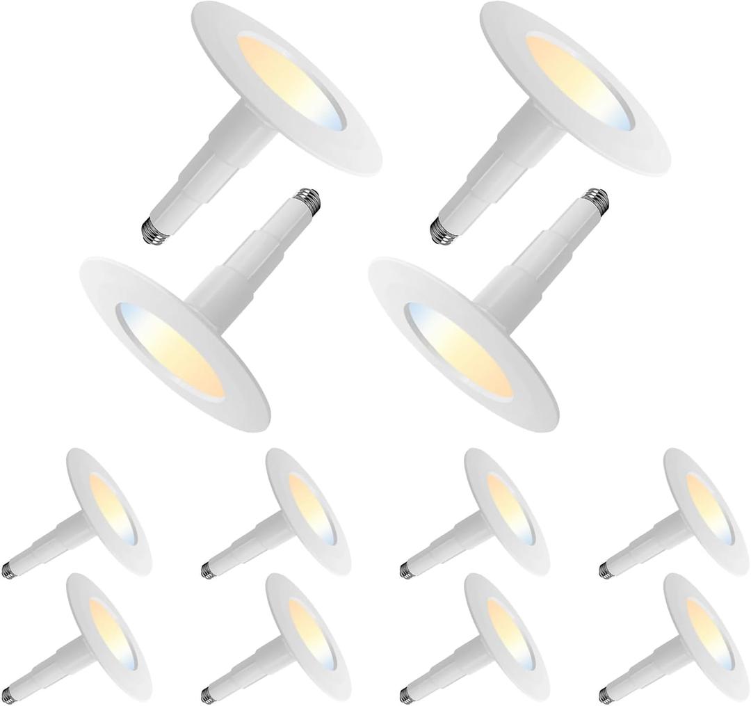 Soliseed 12-Pack 5/6 Inch LED Can Lights 5CCT Recessed Lighting,Selectable 2700K/3000K/3500K/4000K/5000K Length Adjustable Retrofit Downlight,12W=60W,800LM,Dimmable,CRI90+,Easy Install
