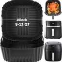 BYKITCHEN Large Air Fryer Silicone Liners Compatible with CHEFMAN 8QT/ 10 QT/ 12 QT & Other 8-12 Quart XL Airfryer, 2PCS 10 Inch Reusable Silicone Airfryer Oven Tray Insert, Air Fryer Accessories