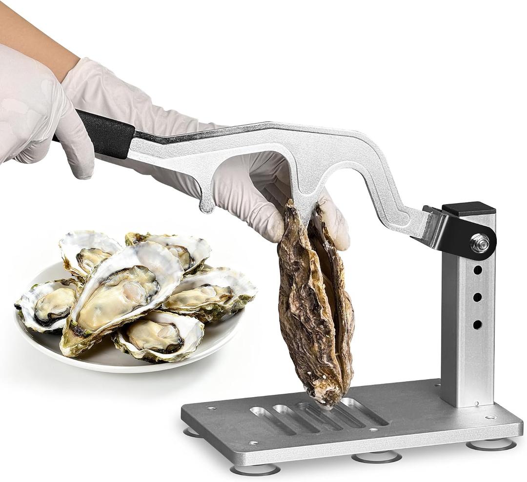 Upgraded Oyster Shucker Machine with Adjustable Heavy-Duty Narrow Blade Design, All-Metal High-Strength Mechanical Steel Oyster Clam Opener Tool Set for Seafood Restaurants and Home Kitchens