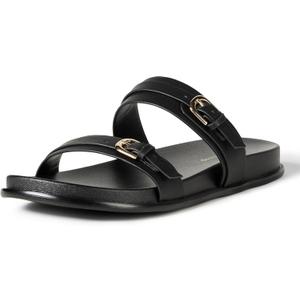 The Drop Women's Avona Two Strap Slide Sandals (9.5, Black)