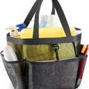 Mesh Shower Caddy Portable for College Dorm Room Essentials with 8 Pockets, Shower Bag for Beach, Swimming, Gym, Travel, Bathroom (Black)