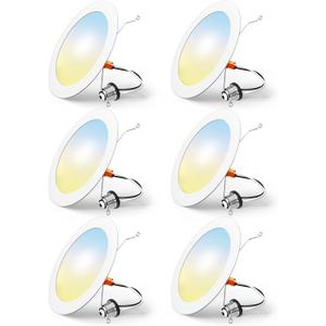 FREELICHT 6 Pack Retrofit LED Recessed Lighting 6 Inch, Selectable 2700K/3000K/4000K/5000K/6000K, Dimmable Flat LED Can Lights, 10W=110W, 1000LM, IC & Damp Rated, ETL & FCC, White