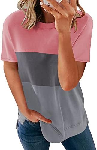 Biucly Womens Short Sleeve Crewneck Shirts Loose Casual Tee T-Shirt S