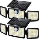 MIHANI Solar Flood Lights Outdoor, 2500LM Motion Sensor Security Lights with 270 Wide Angle, IP65 Waterproof, 3 Heads Solar Outdoor Lights for Patio, Yard, House, Garage (Non-Remote, 2 Pack)
