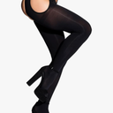 SUREPOCH Suspender Tights for Women Plus Size Garter Belt White Control Top Pantyhose, Size M-L