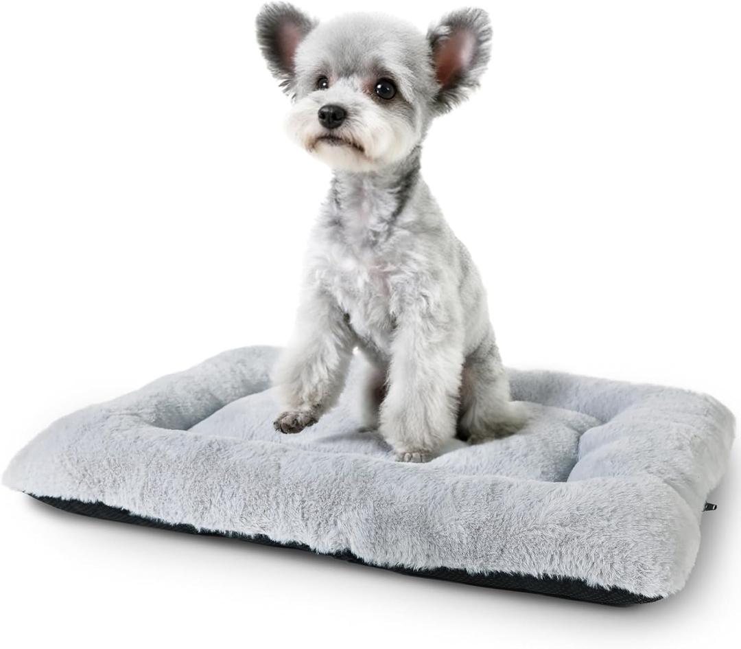 Cat Beds for Indoor Cats Washable Dog Bed Crate pad for Extra Small Dogs Ultra Soft Pet Kennel Pad for Cage Flat Puppy Kitten Cushion Sleeping Mat Anti-Slip Light Grey 22 x 13
