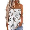 NILOINE Women Pleated Ruffled Backless Tube Tops Sleeveless Smocked Bandeau Tank Summer Floral Print Strapless Shirts XXL