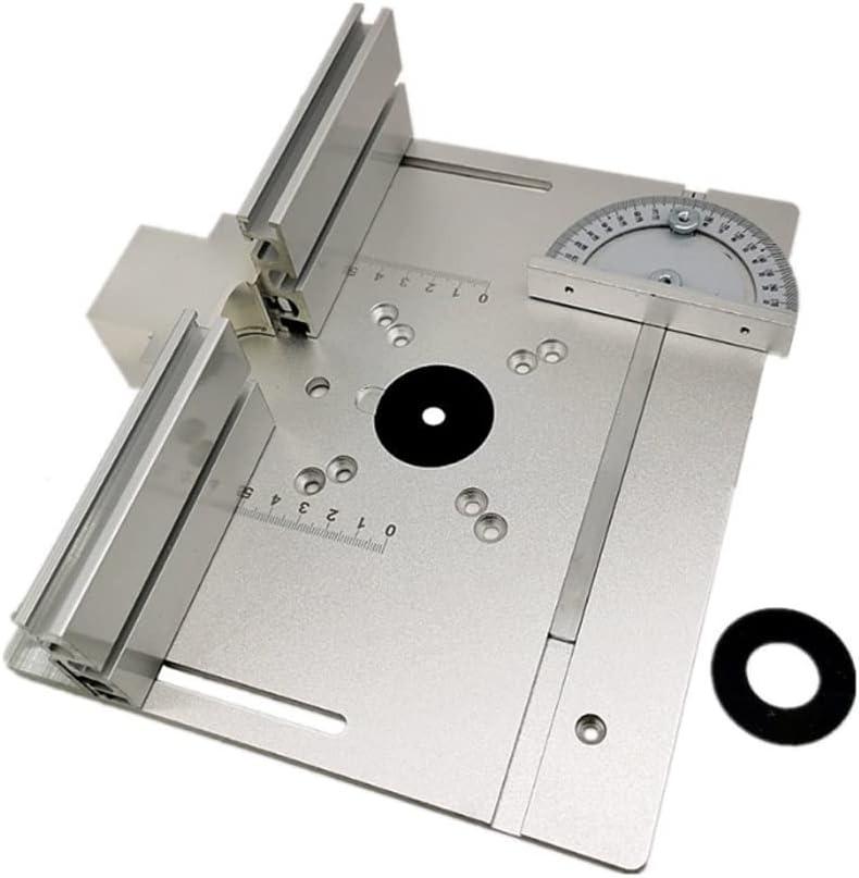Router Table Insert Plate,Geevorks Woodworking Benches Router Flip Plate with Miter Gauge Guide,Aluminum Alloy, Multifunctional Trimming Engraving Table